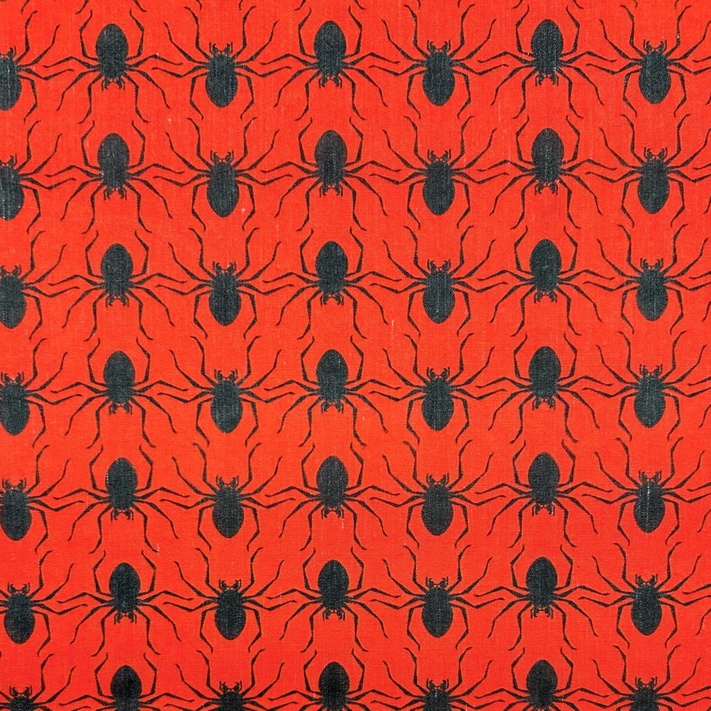 Spiders on Red Polycotton Fabric