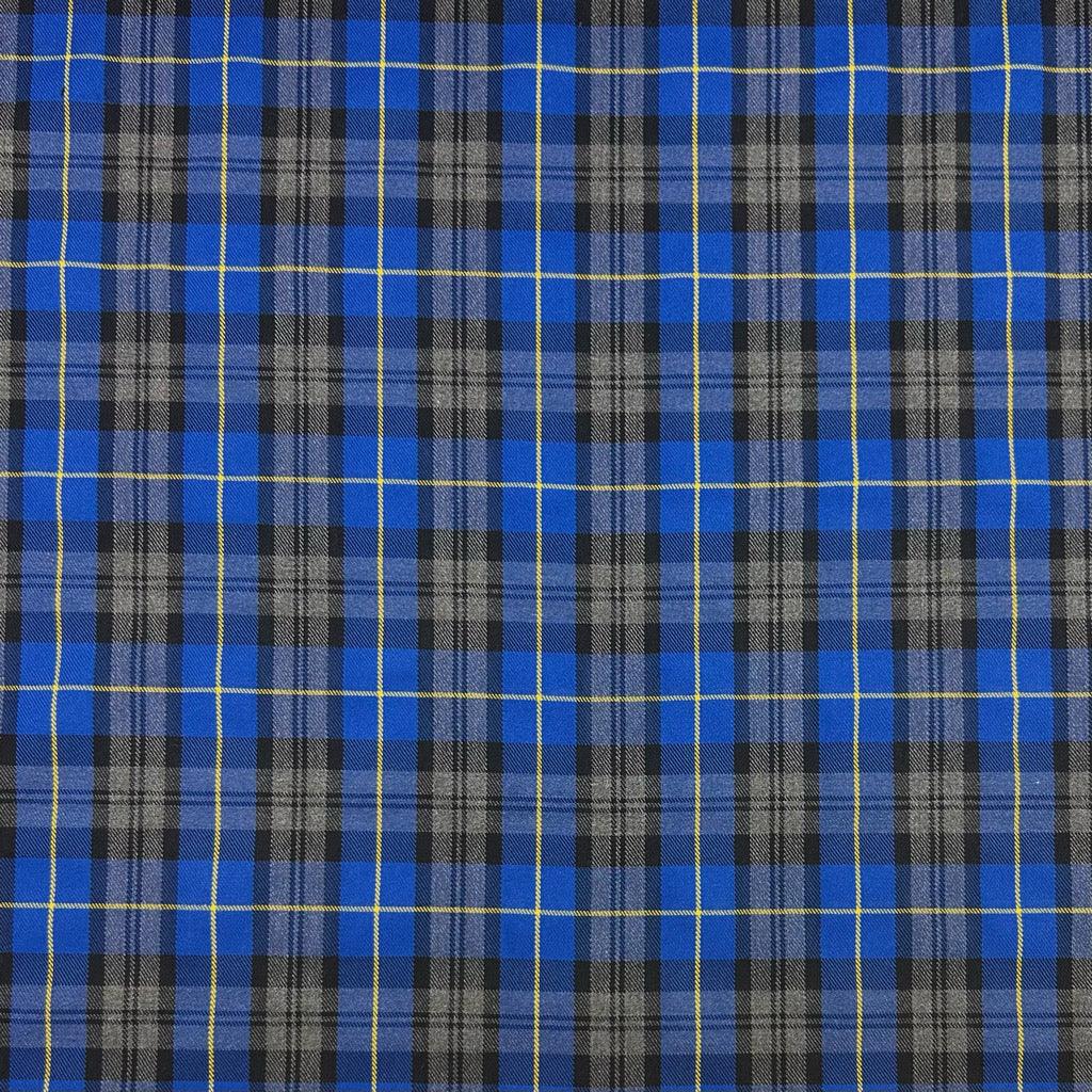 Royal Blue Checkered PolyViscose Tartan Fabric - Pound Fabrics