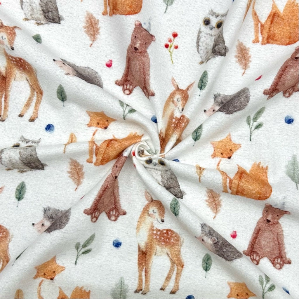 Woodland Animals Brushed Cotton Fabric - Pound Fabrics