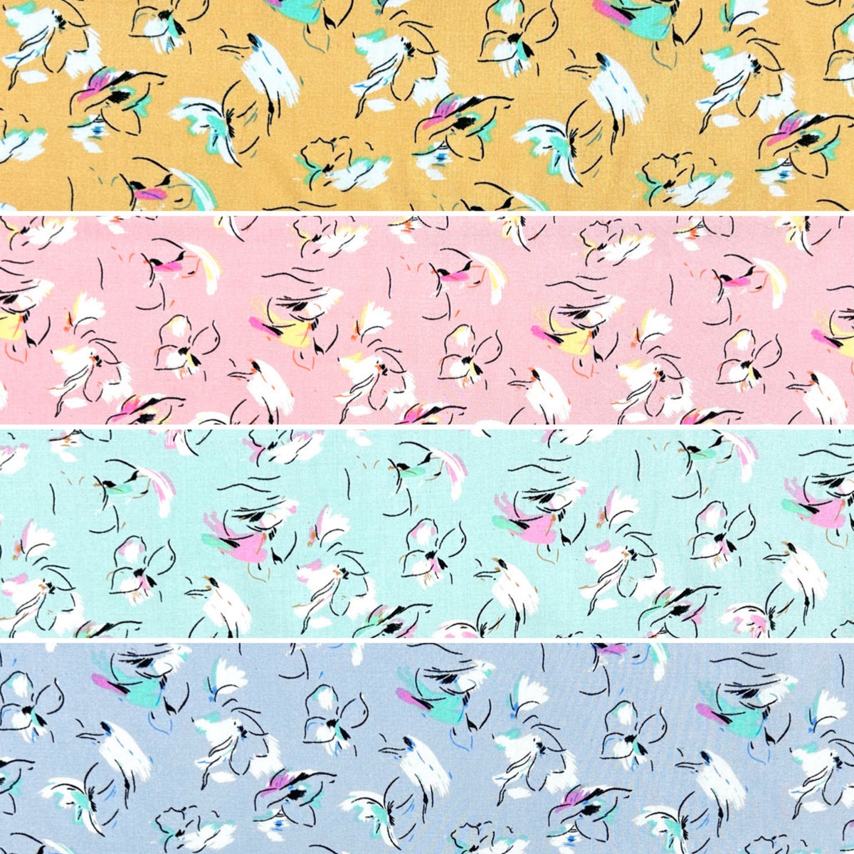 Artistic Floral Viscose Fabric