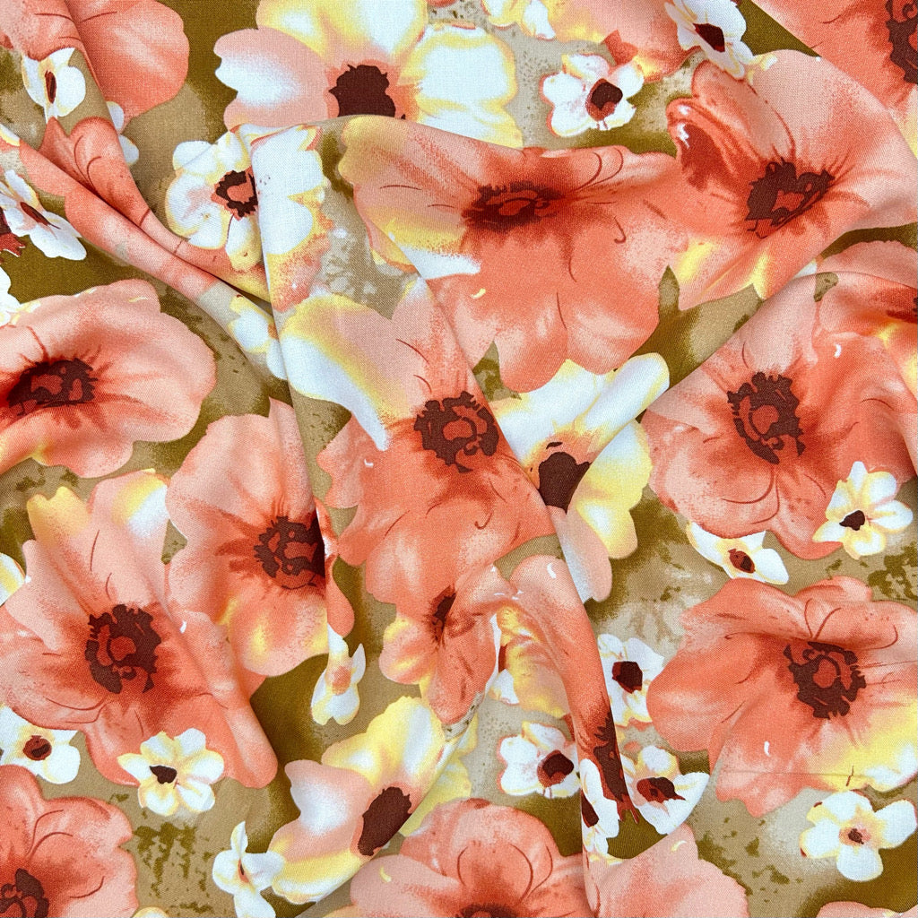 Wildflower Bloom Viscose Challis Fabric