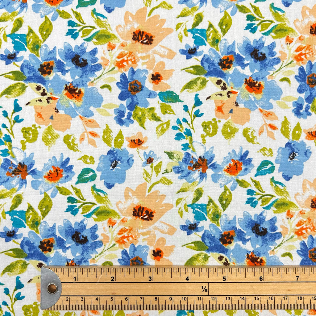 Botanical Mix Rose & Hubble Cotton Poplin Fabric