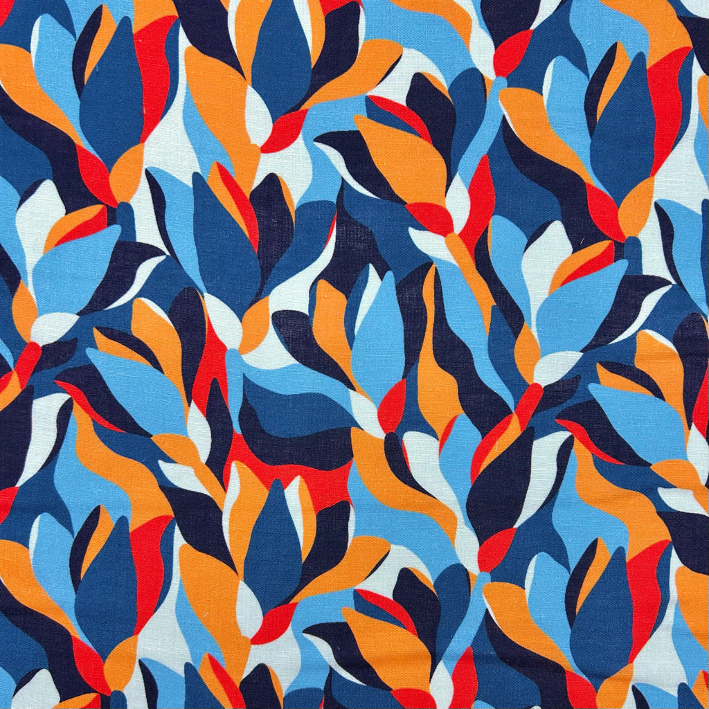 Flowing Leaves Bamboo Linen Blend Fabric