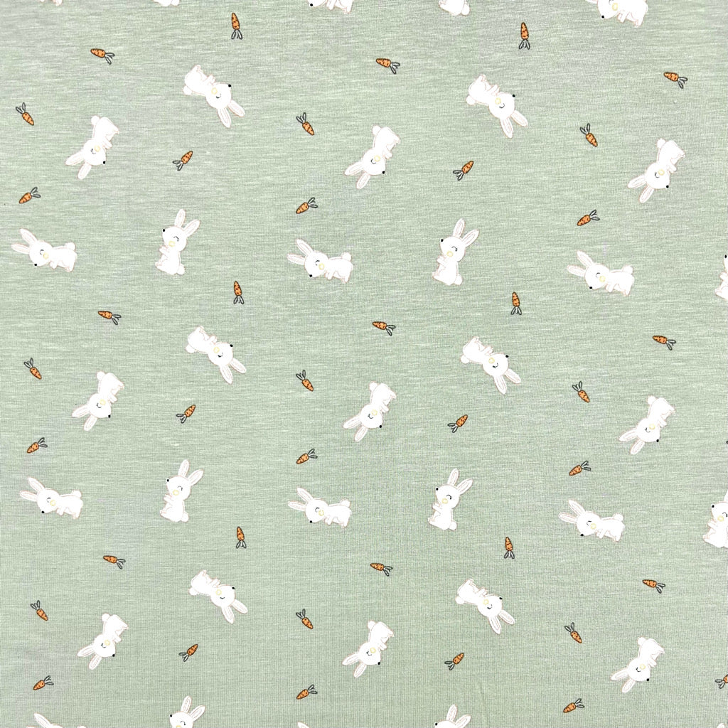 Bouncing Bunnies Bamboo Cotton Jersey Fabric