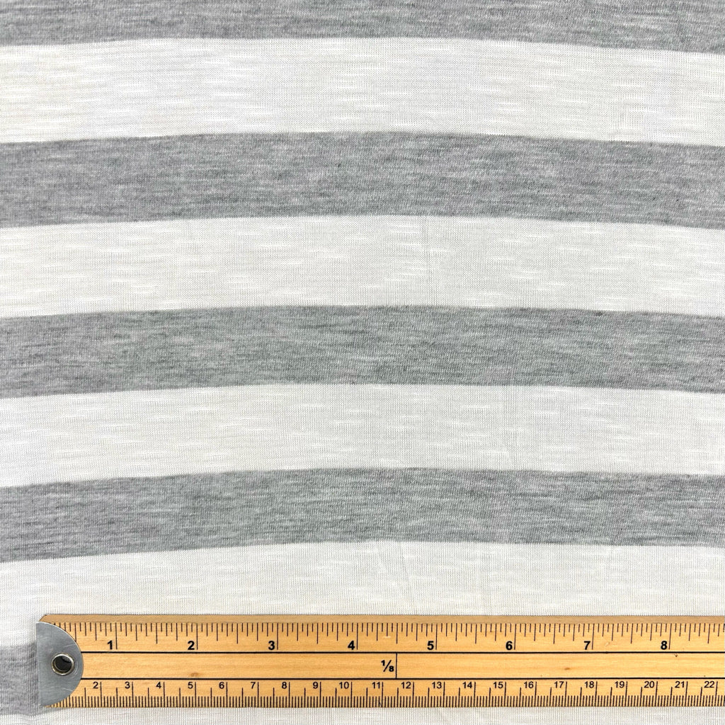 Ivory and Grey Striped Jersey Fabric