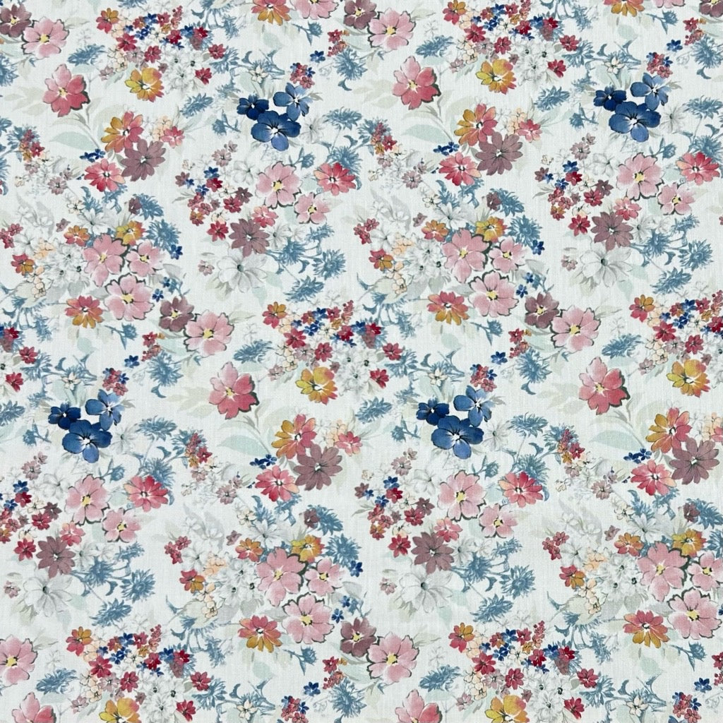 Charming Flowers Rose &amp; Hubble Cotton Poplin Fabric - Pound Fabrics