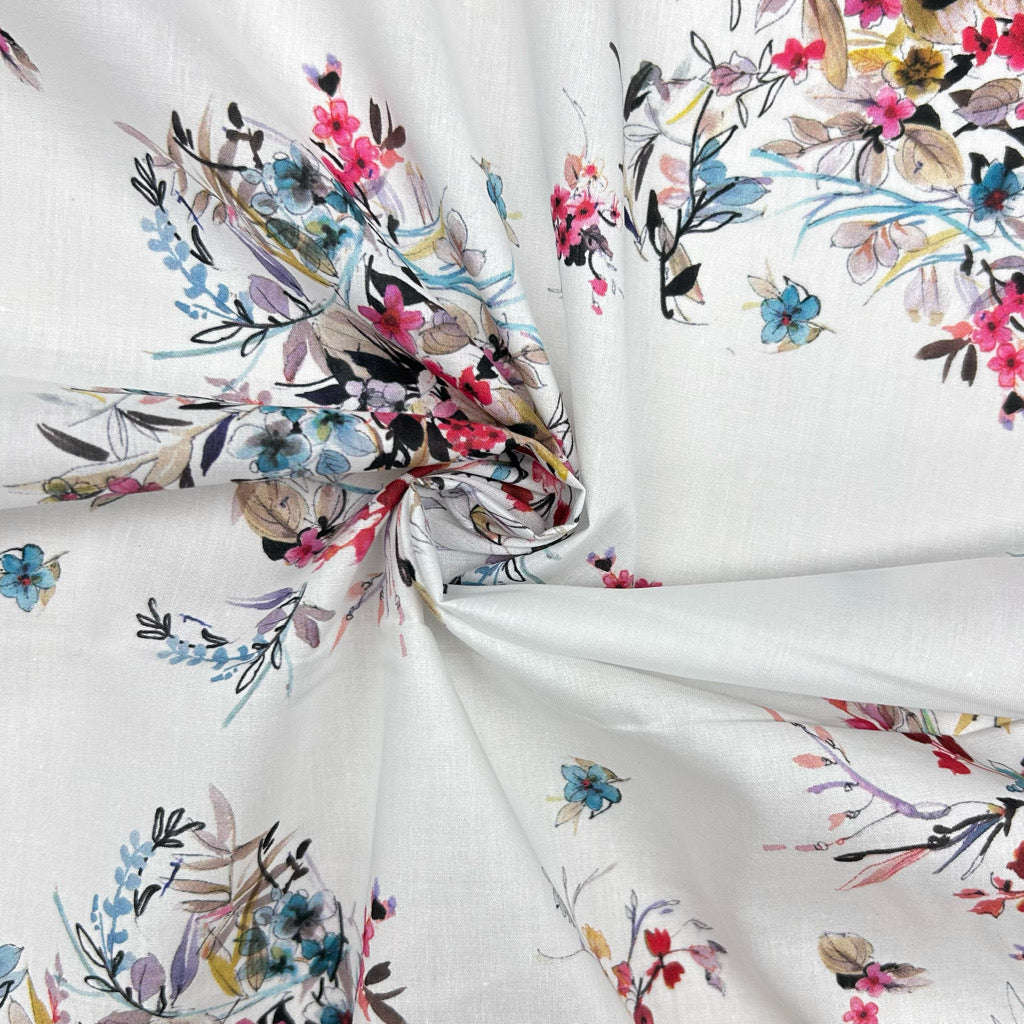 Floating Bouquets Cotton Lawn Fabric