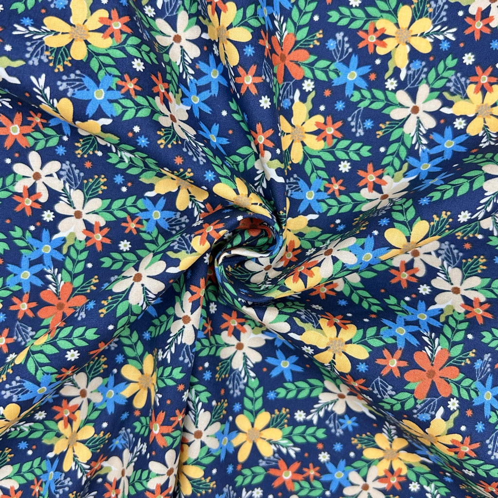 Bloom Scatter Rose & Hubble Cotton Poplin Fabric