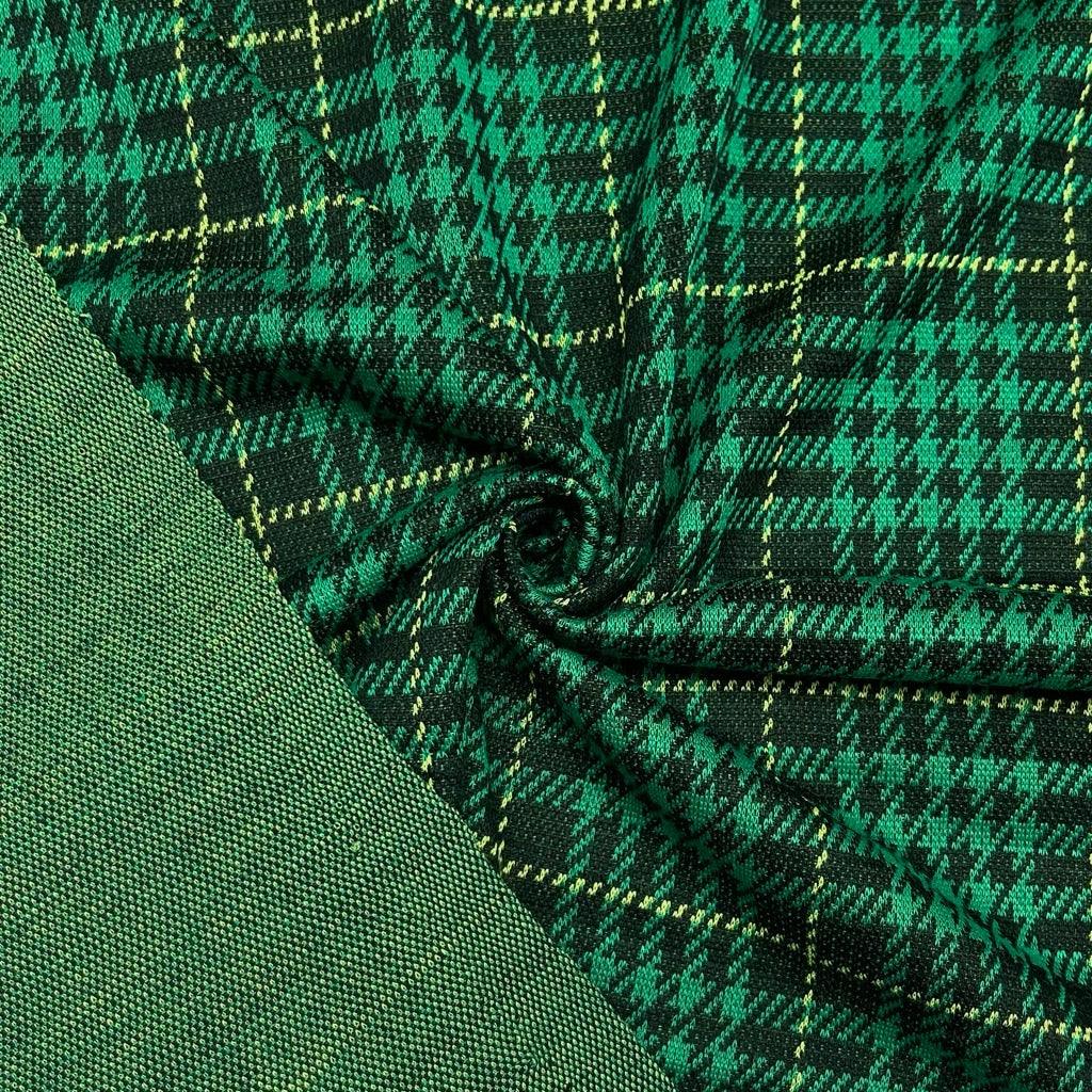 Green and Black Checkered Knit Fabric - Pound Fabrics