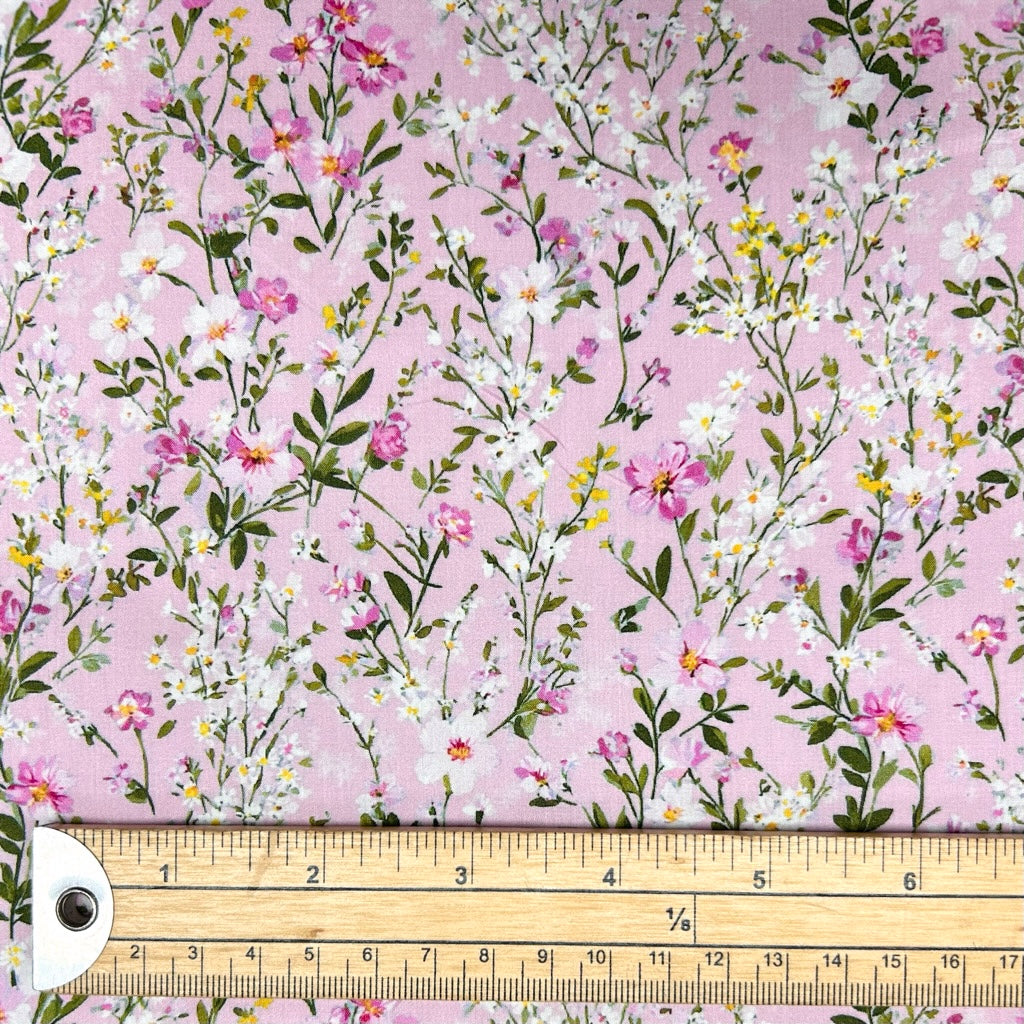 Pink Wildflower Cotton Lawn Fabric