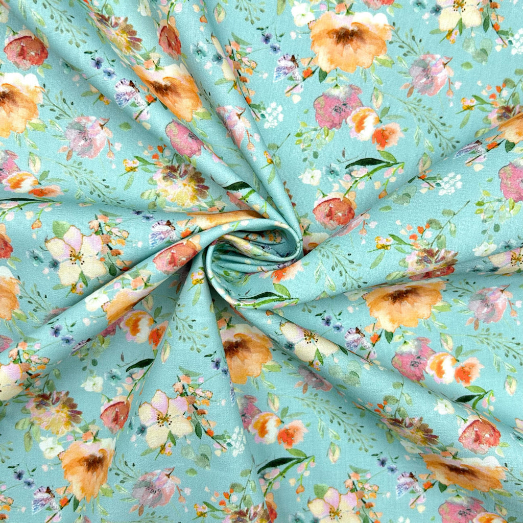 Petal Splash Rose & Hubble Cotton Poplin Fabric