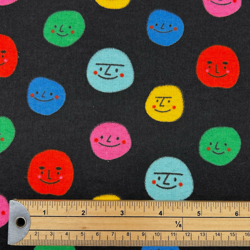 Smiley Faces Brushed Cotton Blend Fabric
