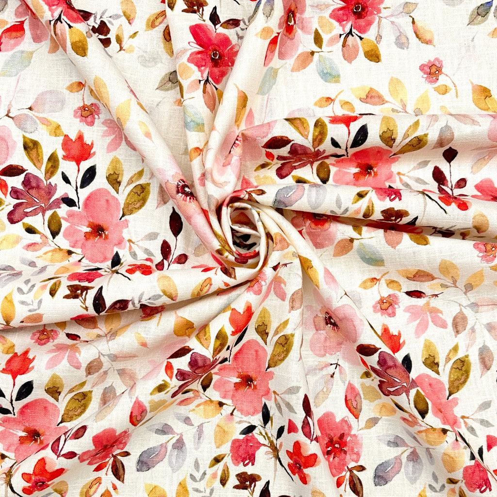 Autumn Floral Linen Blend Fabric - Pound Fabrics