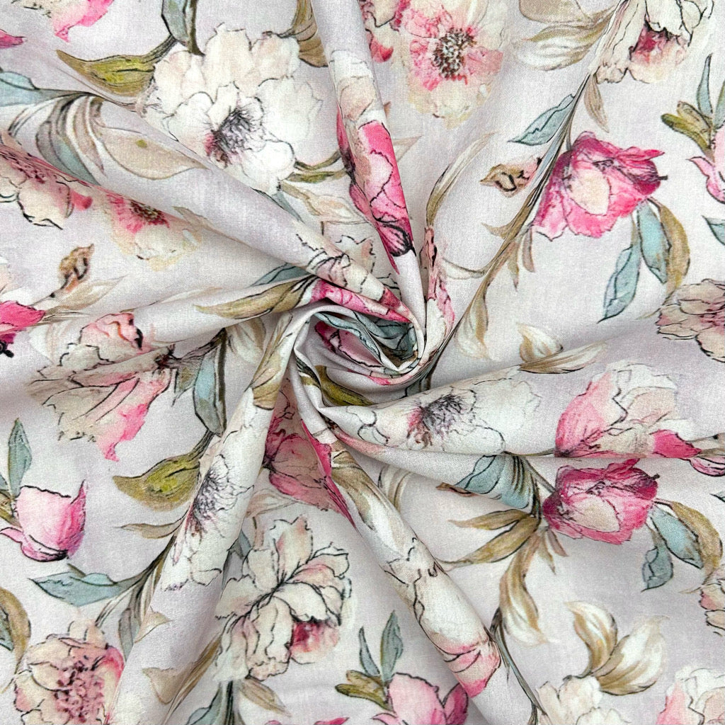 Delicate Petals Cotton Lawn Fabric