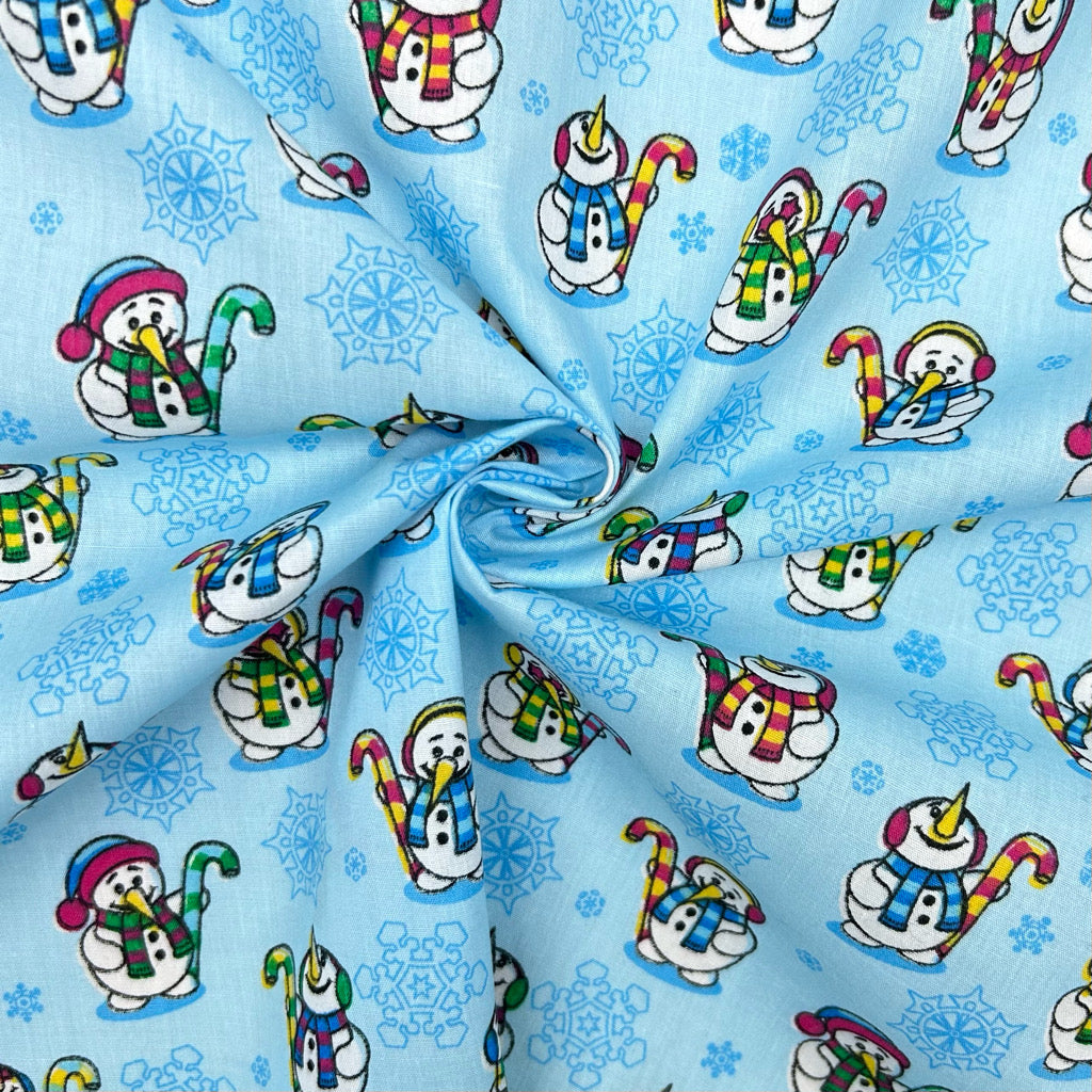 Snowman Scatter Polycotton Fabric