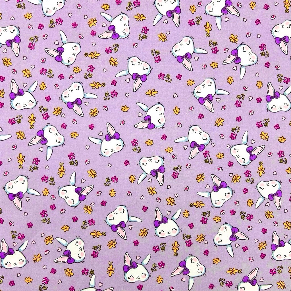 Bunny Blossom Rose & Hubble Cotton Poplin Fabric