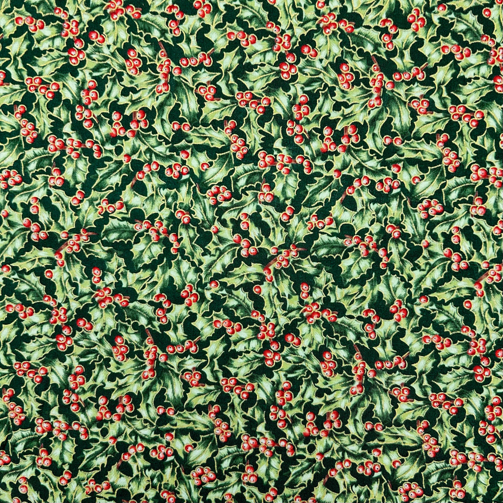 Holly Berry Christmas Cotton Fabric