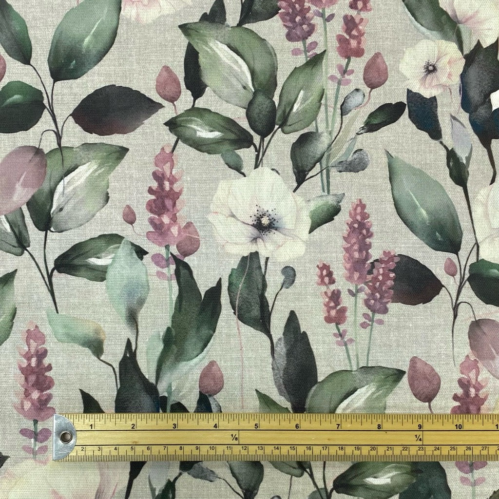 Pink/Lilac Garden Cotton Canvas Fabric