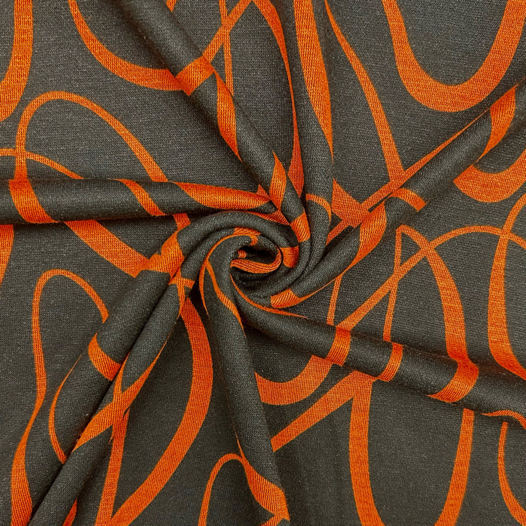 Swirly Swiggle Viscose Ponte Roma Fabric