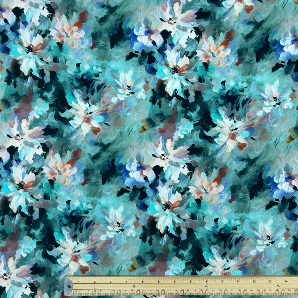 Floral Waves Viscose Poplin Fabric