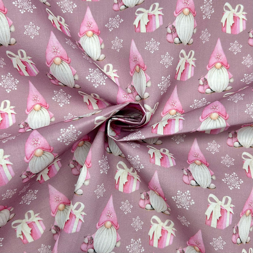 Snowy Gnomes Polycotton Fabric