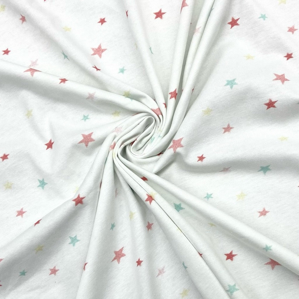 Colour-Burst Stars 100% Cotton Jersey Fabric