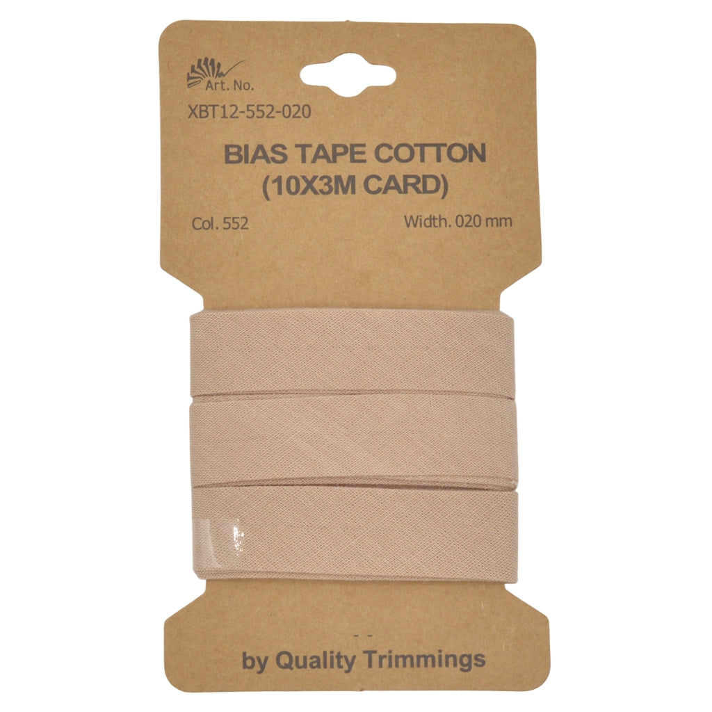 Plain 100% Cotton Bias Binding Tape - 20mm wide - 3 metres