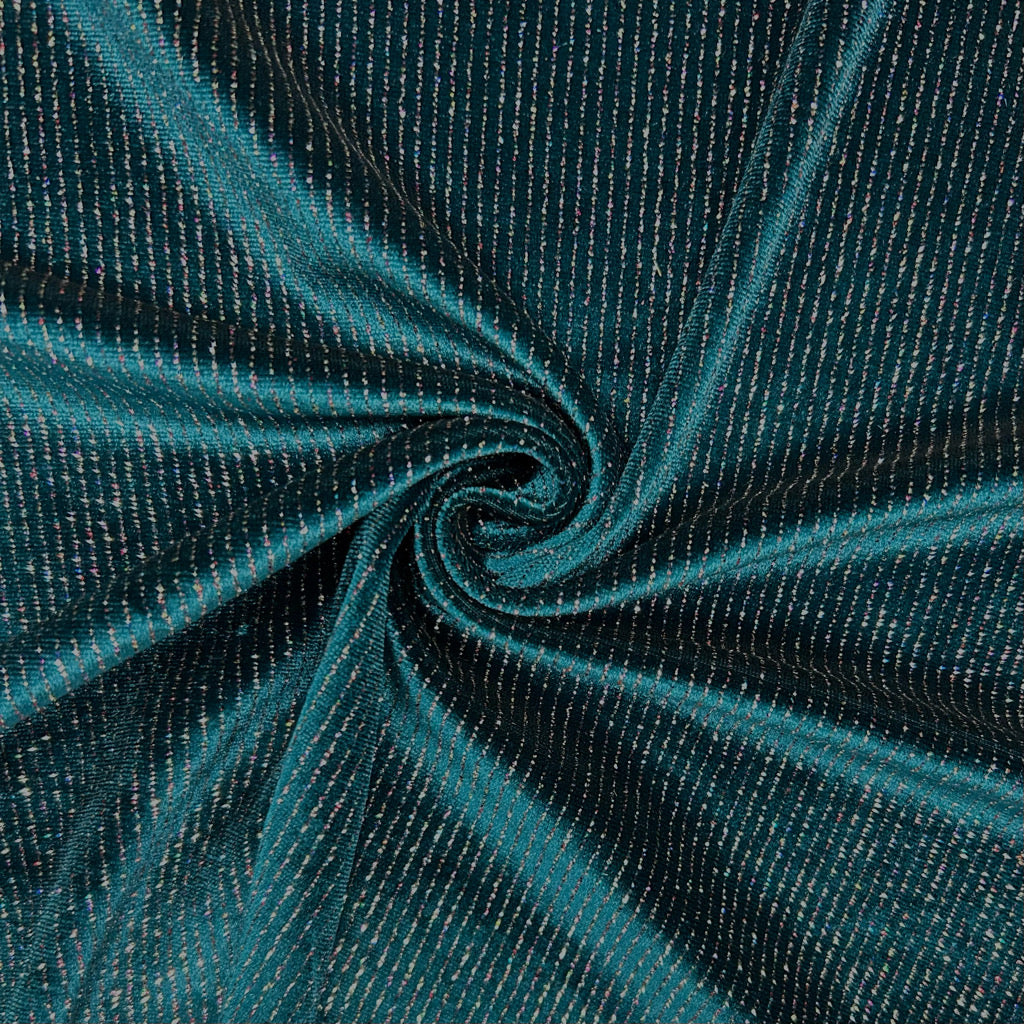Shimmer Line Stretch Velvet Fabric