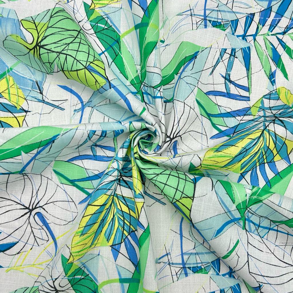 Abstract Leaves Cotton Linen Fabric - Pound Fabrics