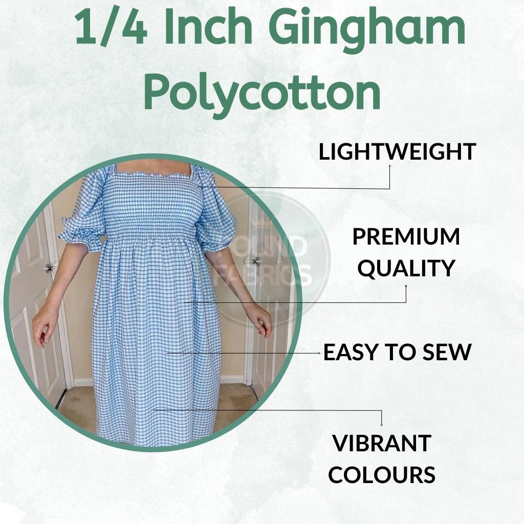 Tessuto In Policotone A Quadretti Neri Da 1/4" Per Cucito - Foto 8