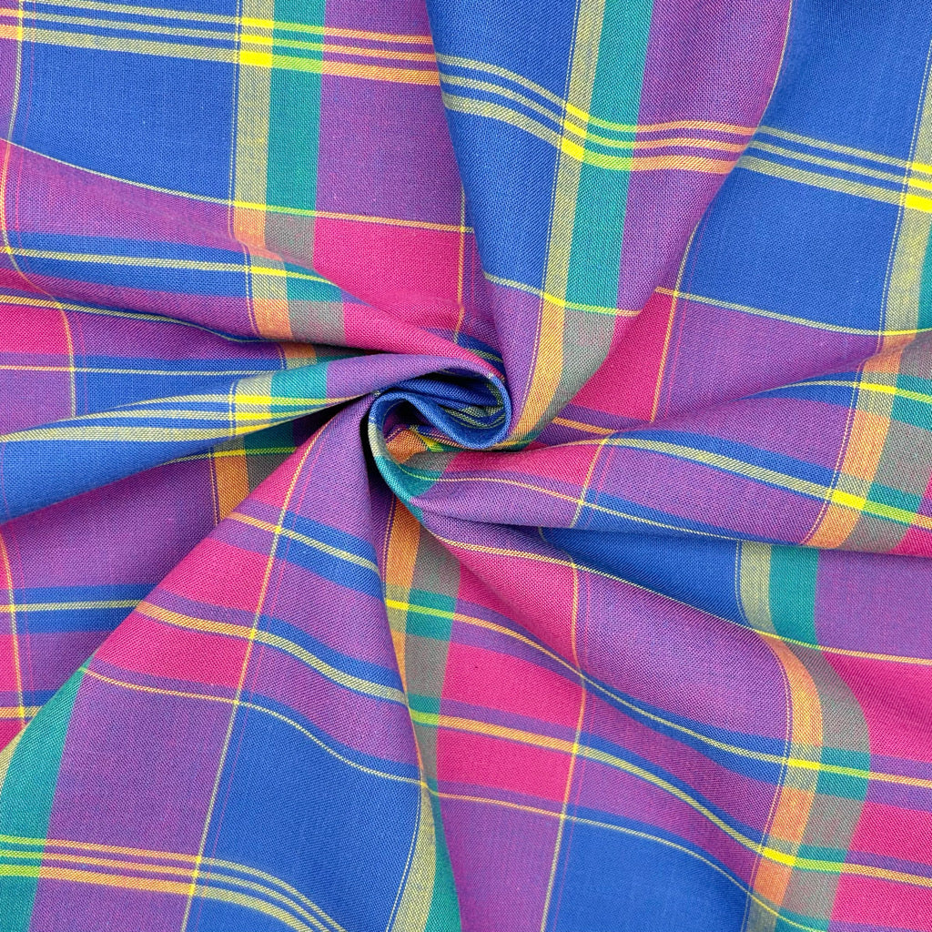 Pink Burst Madras Check Cotton Fabric