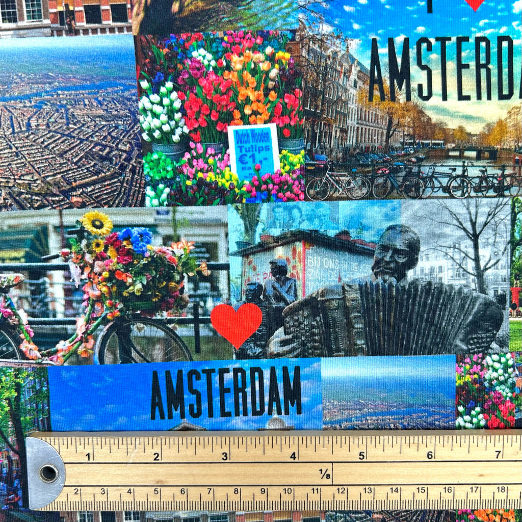 Amsterdam Cityscape Cotton Jersey Fabric