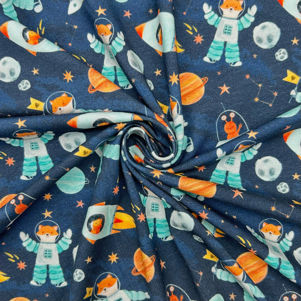 Little Astronauts Organic Cotton Jersey Fabric - Little Johnny