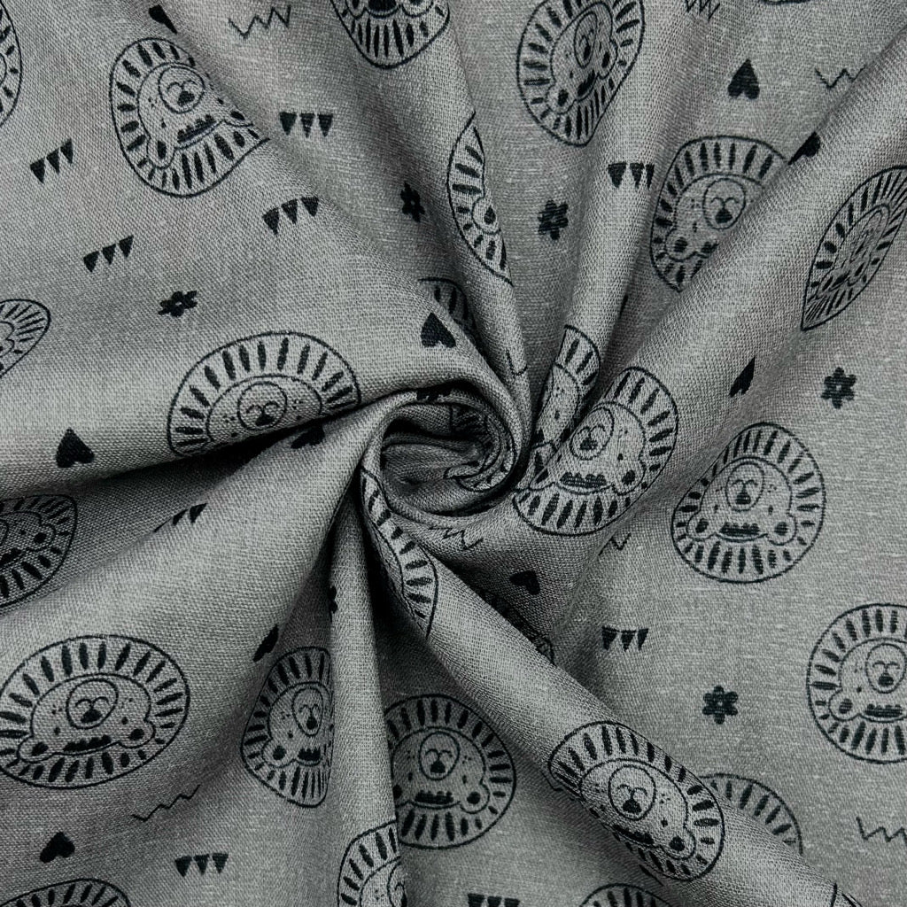 Lion Faces Flat Double Gauze Fabric