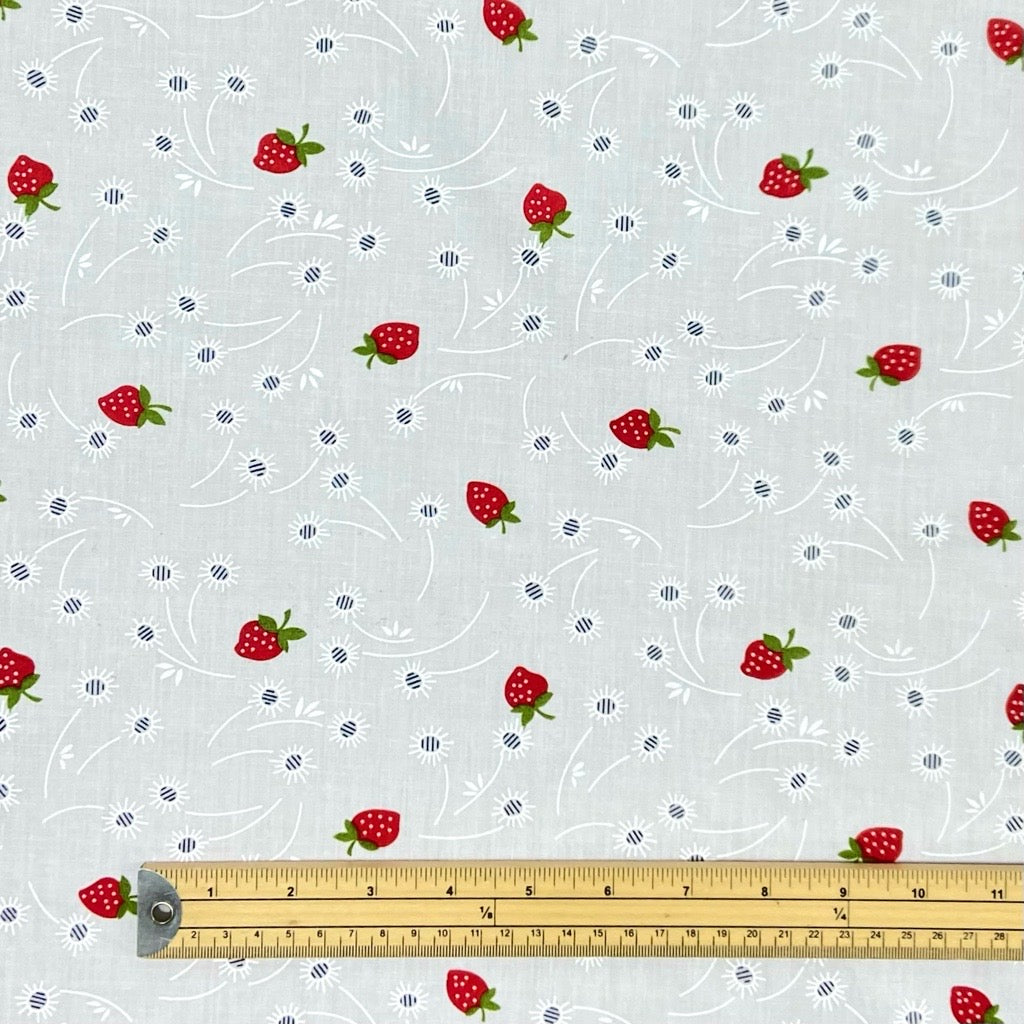 Dandelions and Strawberries Polycotton Fabric