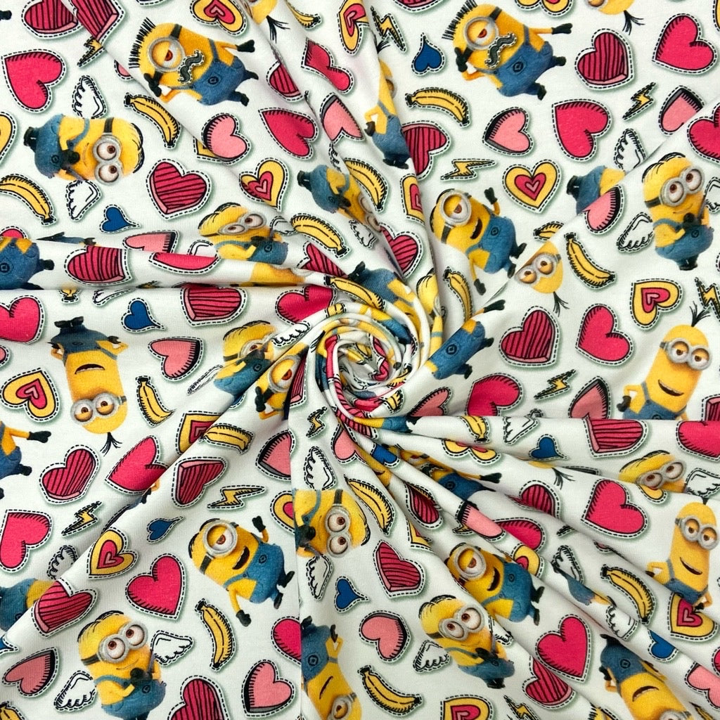 Minions and Hearts Cotton Jersey Fabric