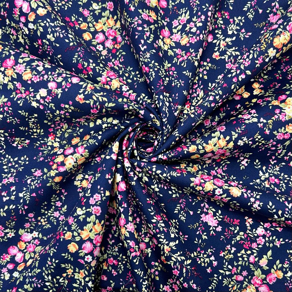 Mini Blooms Rose &amp; Hubble Cotton Poplin Fabric