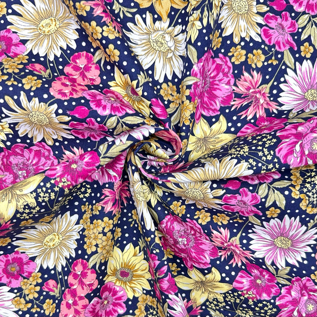 Botanical Bloom Rose & Hubble Cotton Poplin Fabric