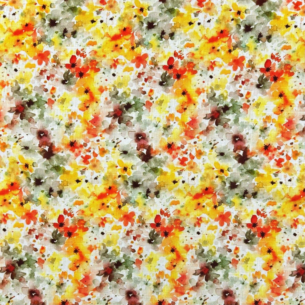 Floral Brushstrokes Linen Viscose Fabric
