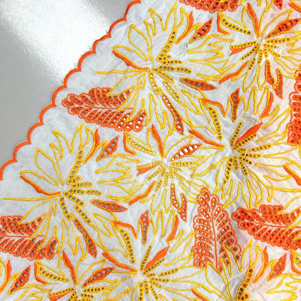Shadow Work Embroidered Cotton Fabric