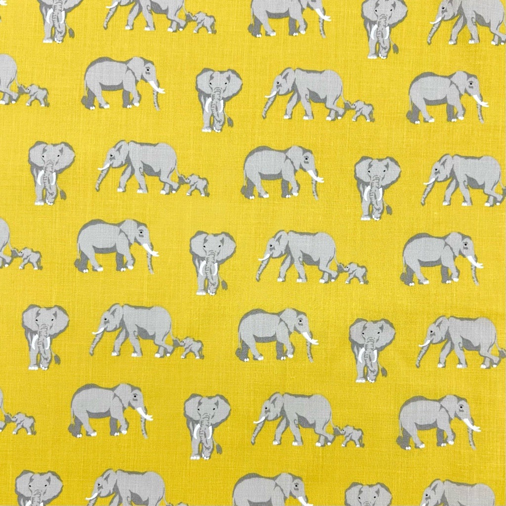 Elephant Family Polycotton Fabric