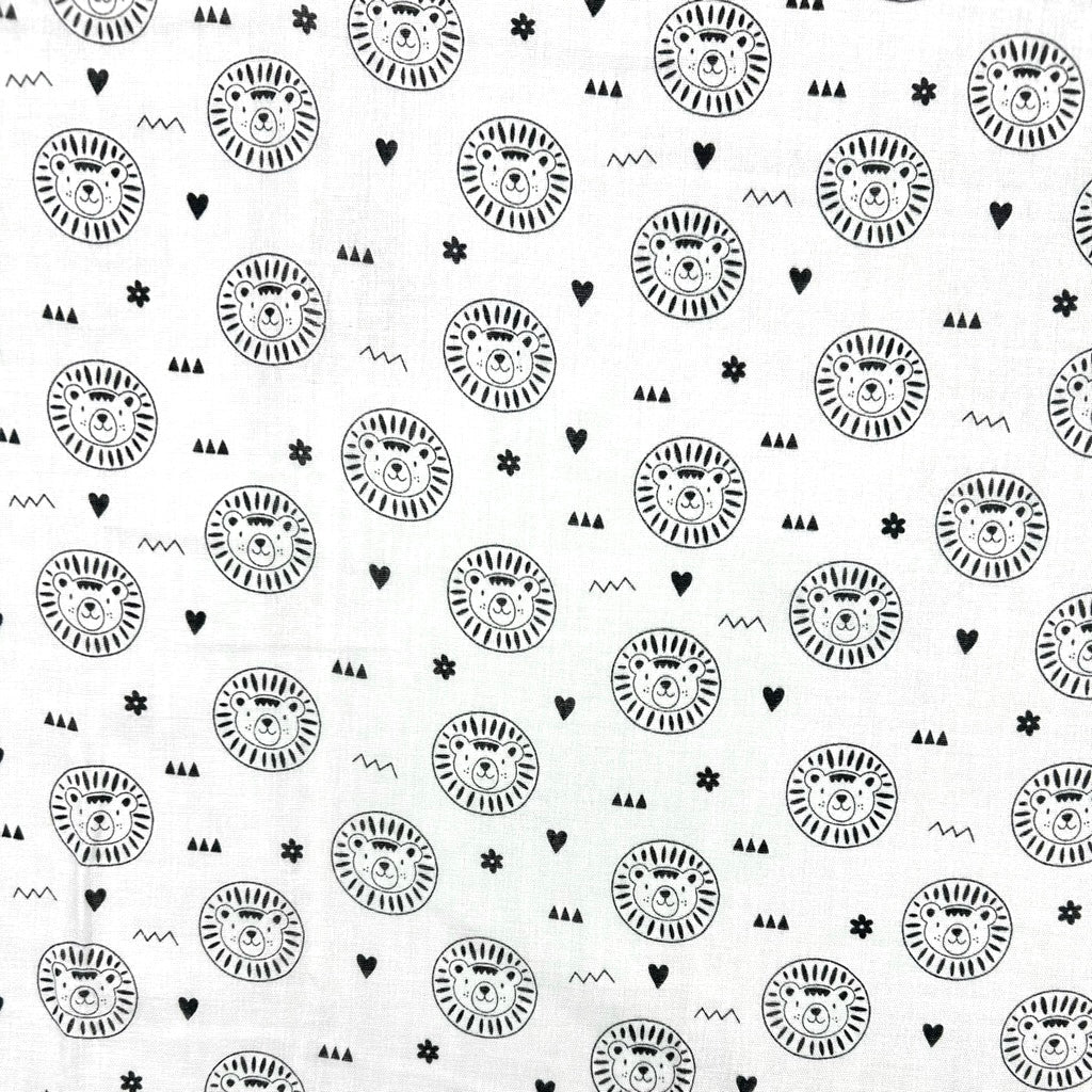 Lion Faces Flat Double Gauze Fabric