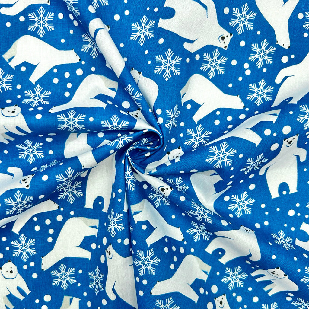 Snowflake Bears Polycotton Fabric