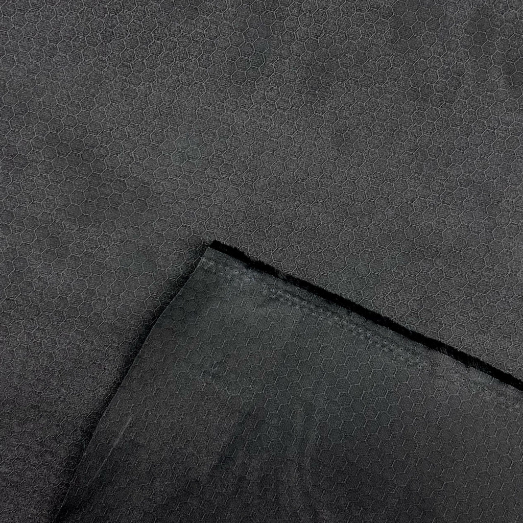 Black Hex Grid Water Resistant Fabric