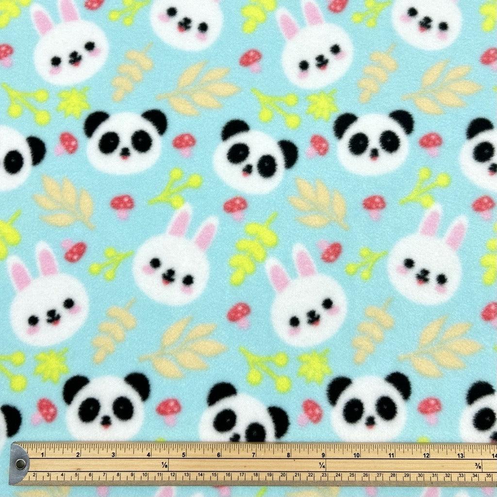 Pandas and Bunnies Anti Pill Polar Fleece Fabric - Pound Fabrics