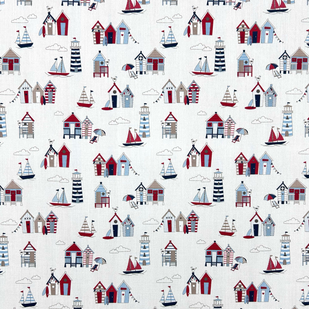 Beach Huts Polycotton Fabric