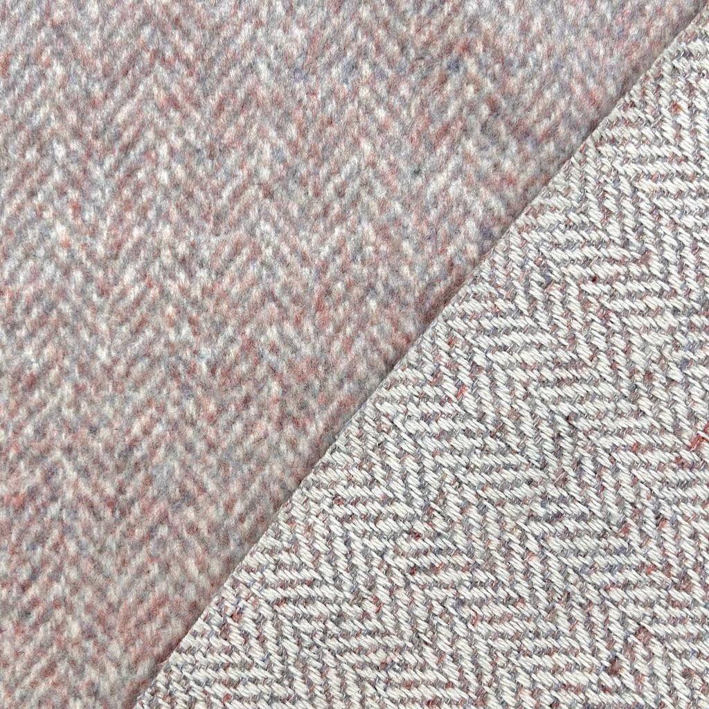Pink Herringbone Brushed Wool Blend Fabric - Pound Fabrics