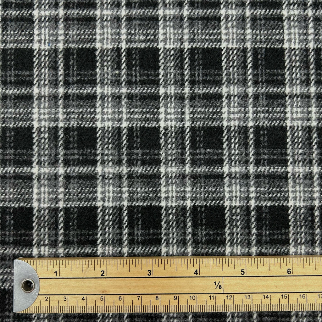 Layered Check Wool Blend Fabric