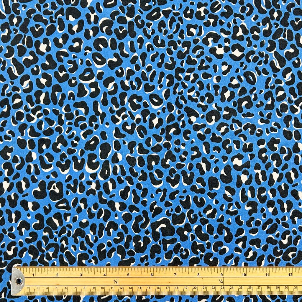 Blue Cheetah Print Jersey Fabric - Pound Fabrics