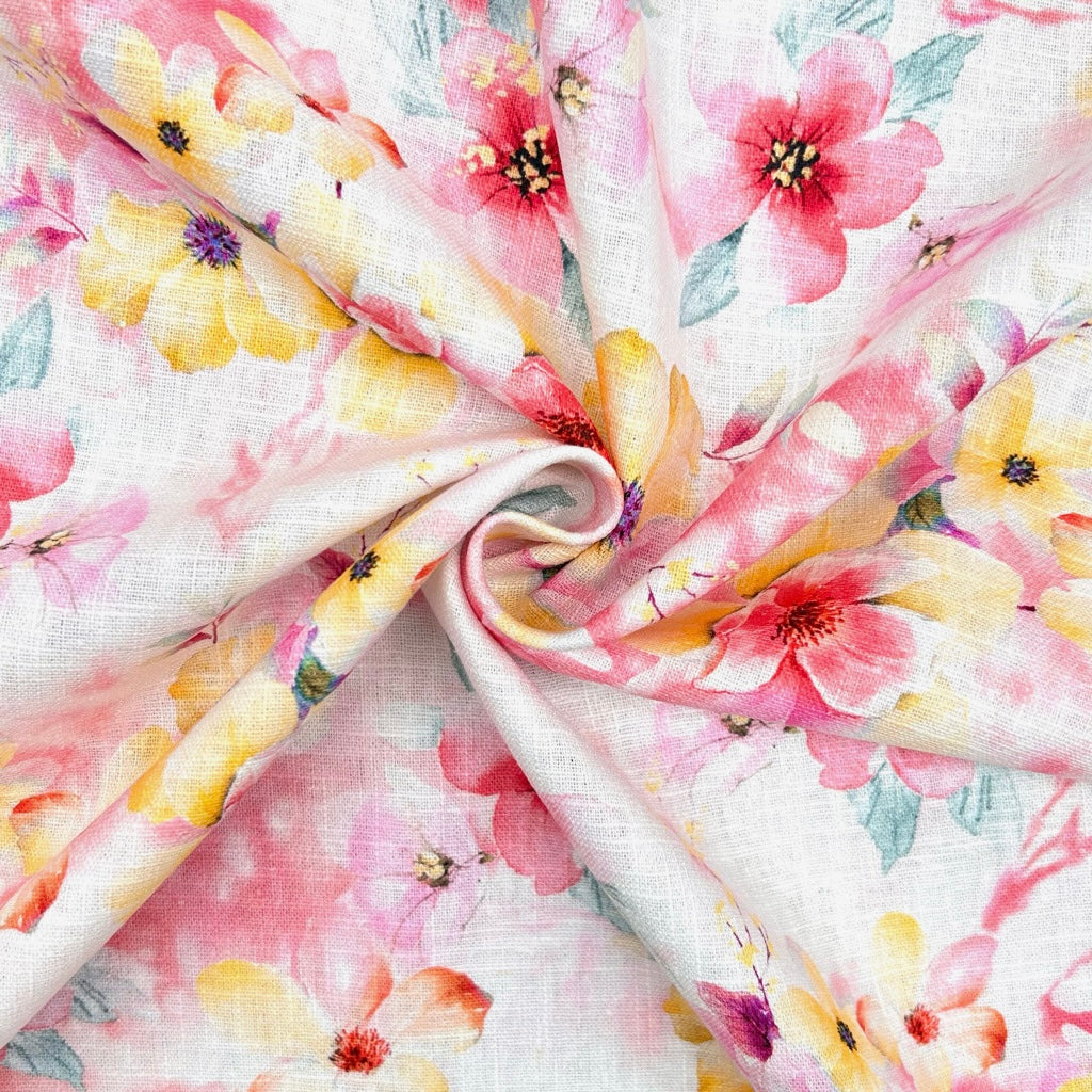 Delicate Bloom Cotton Linen Fabric